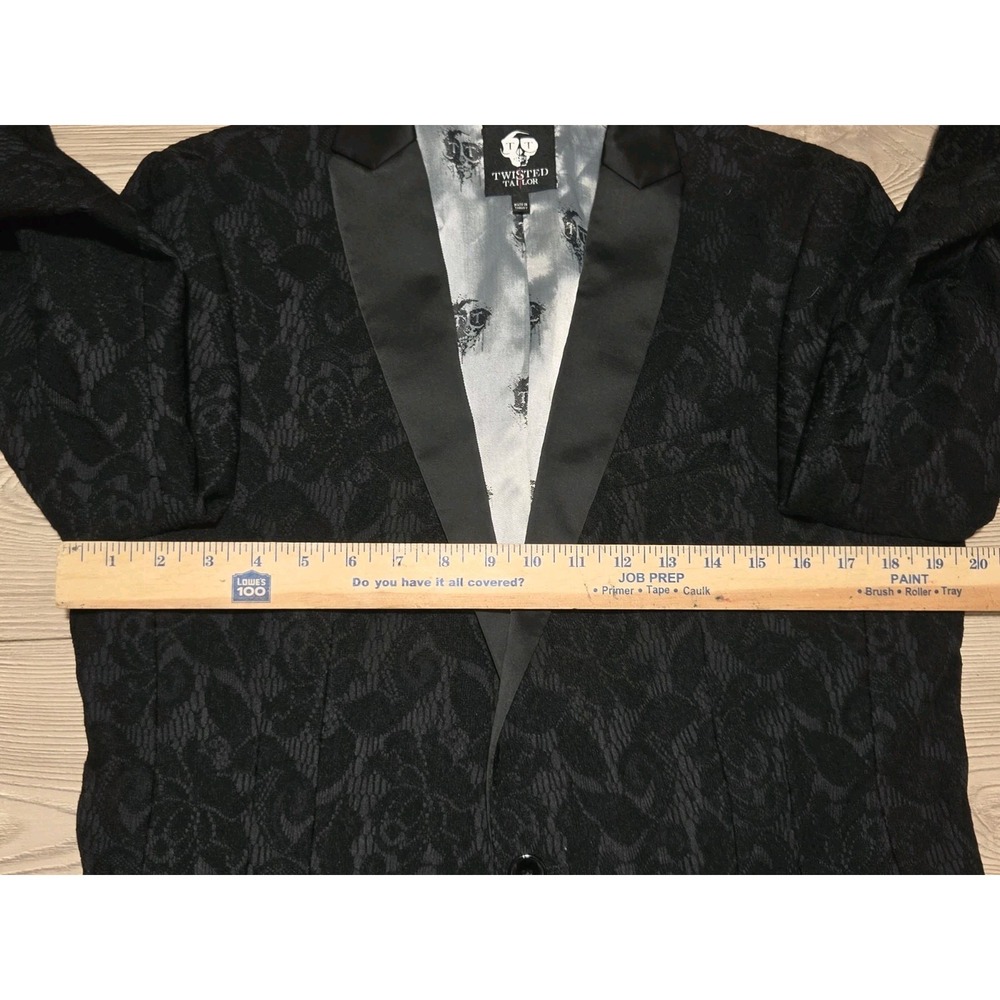 Twisted Tailor Suit Jacket Blazer Floral Mens Size 40 R Serde Grey / Black - Picture 3 of 10
